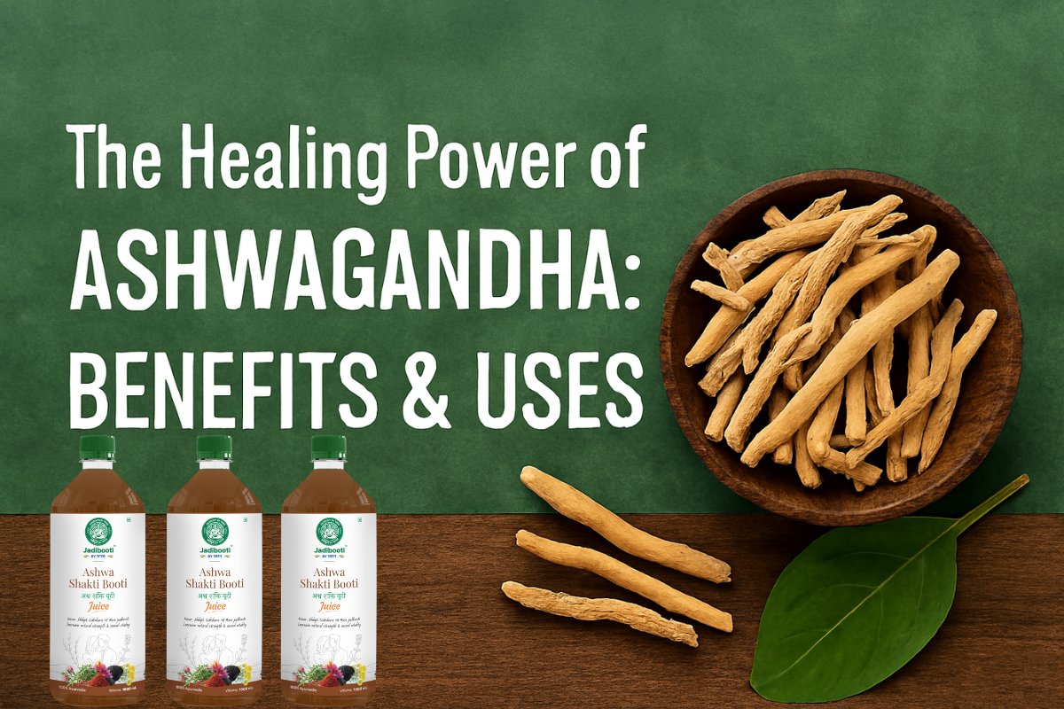 ashwagandha roots in wooden bowl for ayurvedic healing  natural adaptogen herb for stress relief and immunity  ayurvedic wellness blog header image with ashwagandha